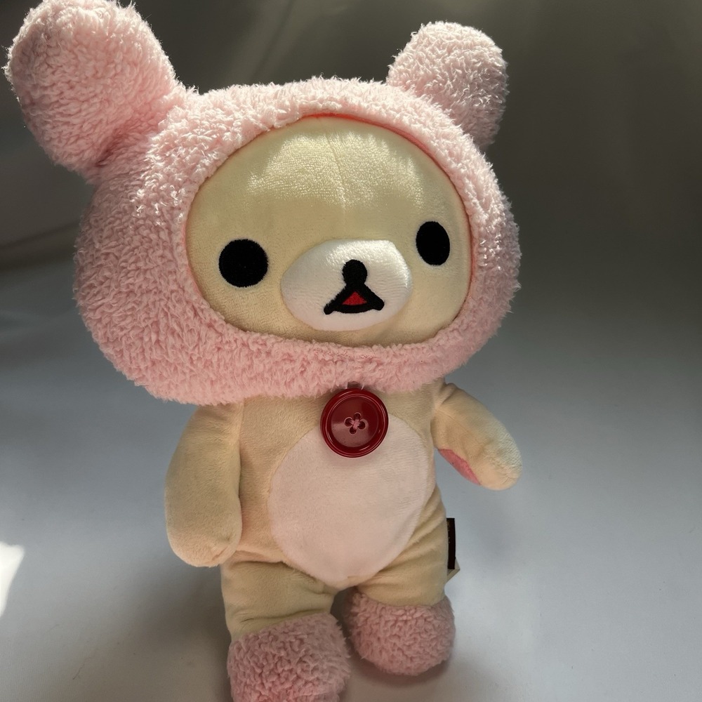 San-X Rilakkuma Korilakkuma Pink Bunny Costume Plush 13" Sherbet Hood Stuffed